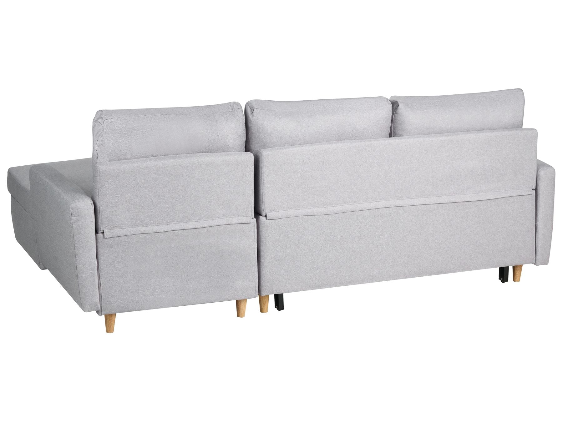 Corner Sofa Bed FLAKK Fabric Light Grey with Storage 4 Seater Left Hand