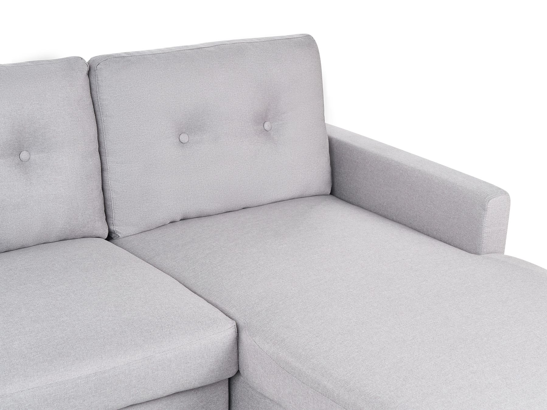 Corner Sofa Bed FLAKK Fabric Light Grey with Storage 4 Seater Left Hand