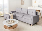 Corner Sofa Bed FLAKK Fabric Light Grey with Storage 4 Seater Right Hand