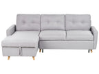 Corner Sofa Bed FLAKK Fabric Light Grey with Storage 4 Seater Right Hand