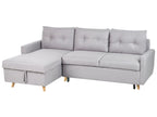 Corner Sofa Bed FLAKK Fabric Light Grey with Storage 4 Seater Right Hand