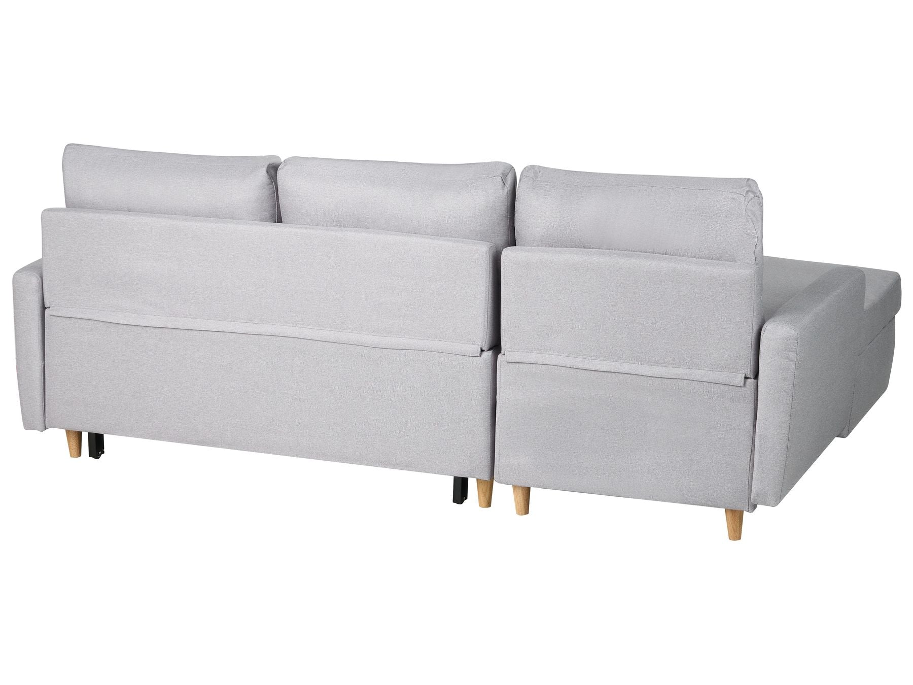 Corner Sofa Bed FLAKK Fabric Light Grey with Storage 4 Seater Right Hand