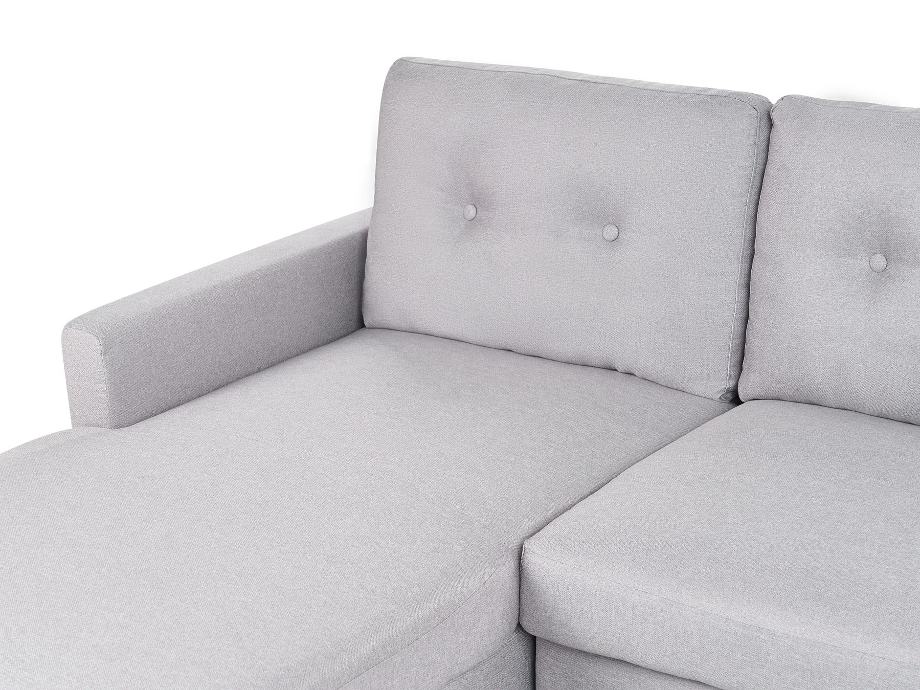 Corner Sofa Bed FLAKK Fabric Light Grey with Storage 4 Seater Right Hand