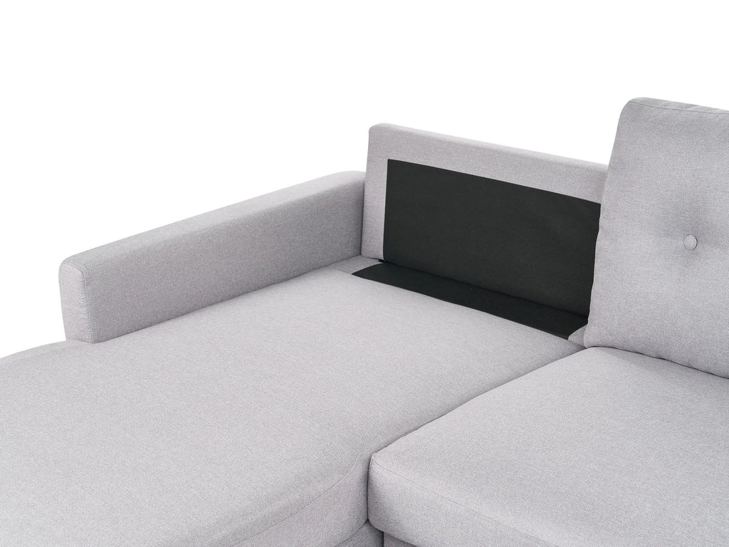 Corner Sofa Bed FLAKK Fabric Light Grey with Storage 4 Seater Right Hand