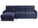 Corner Sofa Bed FLAKK Fabric Navy Blue with Storage 4 Seater Right Hand