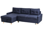 Corner Sofa Bed FLAKK Fabric Navy Blue with Storage 4 Seater Right Hand