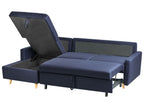 Corner Sofa Bed FLAKK Fabric Navy Blue with Storage 4 Seater Right Hand
