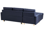 Corner Sofa Bed FLAKK Fabric Navy Blue with Storage 4 Seater Right Hand