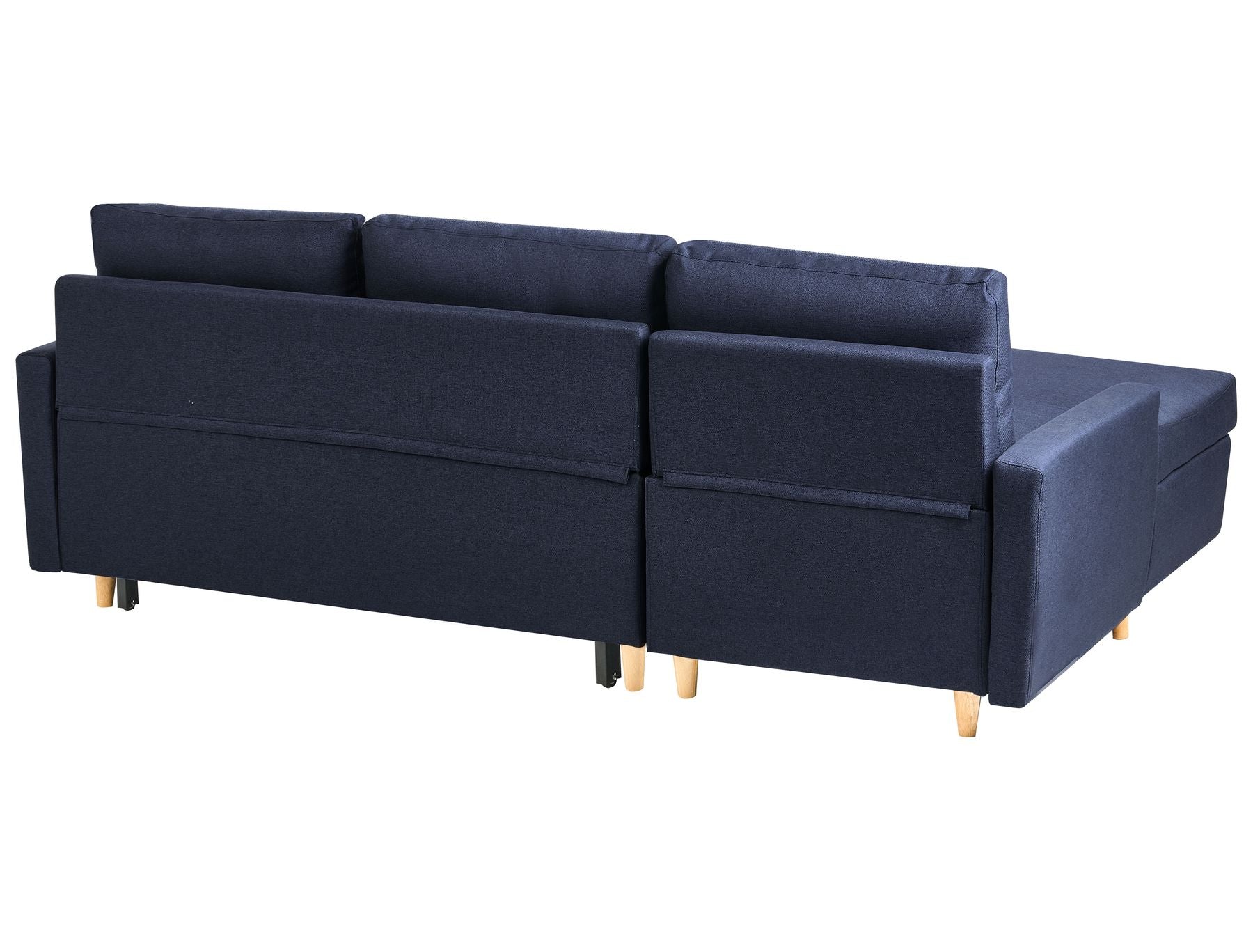 Corner Sofa Bed FLAKK Fabric Navy Blue with Storage 4 Seater Right Hand