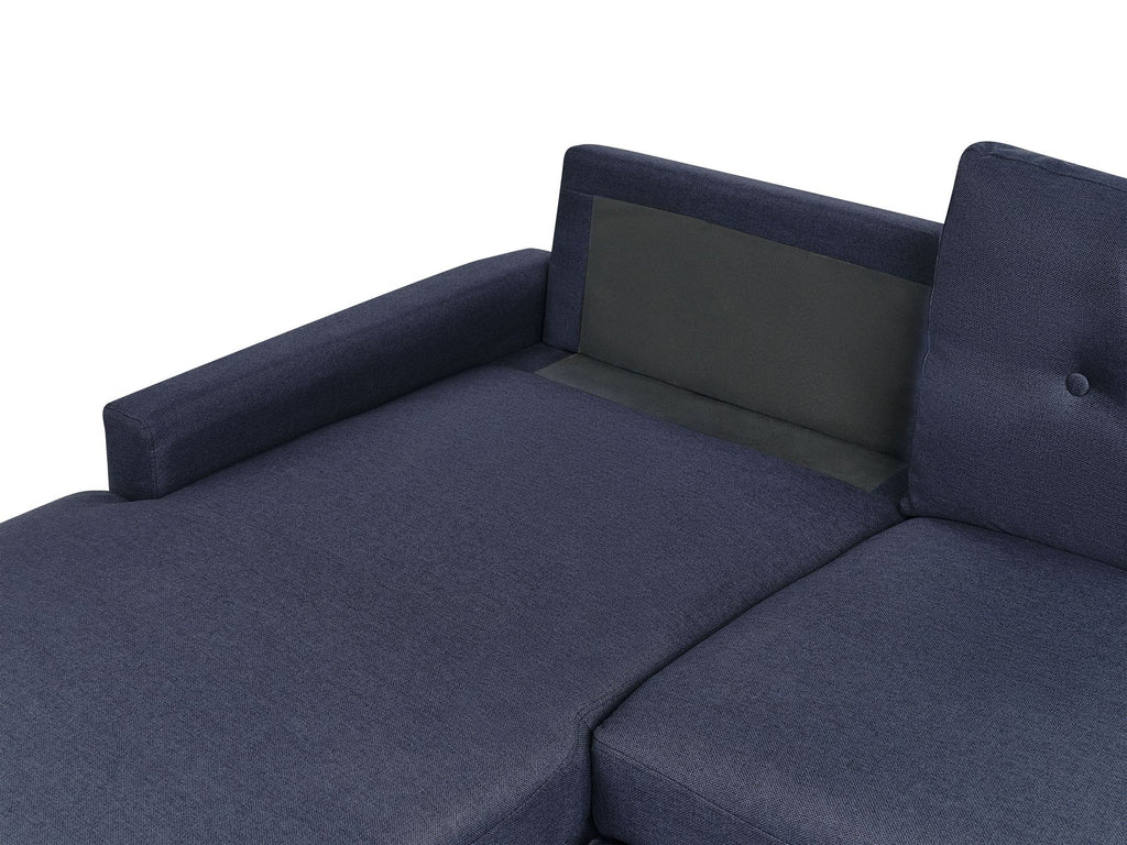 Corner Sofa Bed FLAKK Fabric Navy Blue with Storage 4 Seater Right Hand
