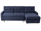 Corner Sofa Bed FLAKK Fabric Navy Blue with Storage 4 Seater Left Hand