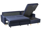 Corner Sofa Bed FLAKK Fabric Navy Blue with Storage 4 Seater Left Hand