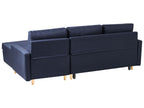 Corner Sofa Bed FLAKK Fabric Navy Blue with Storage 4 Seater Left Hand