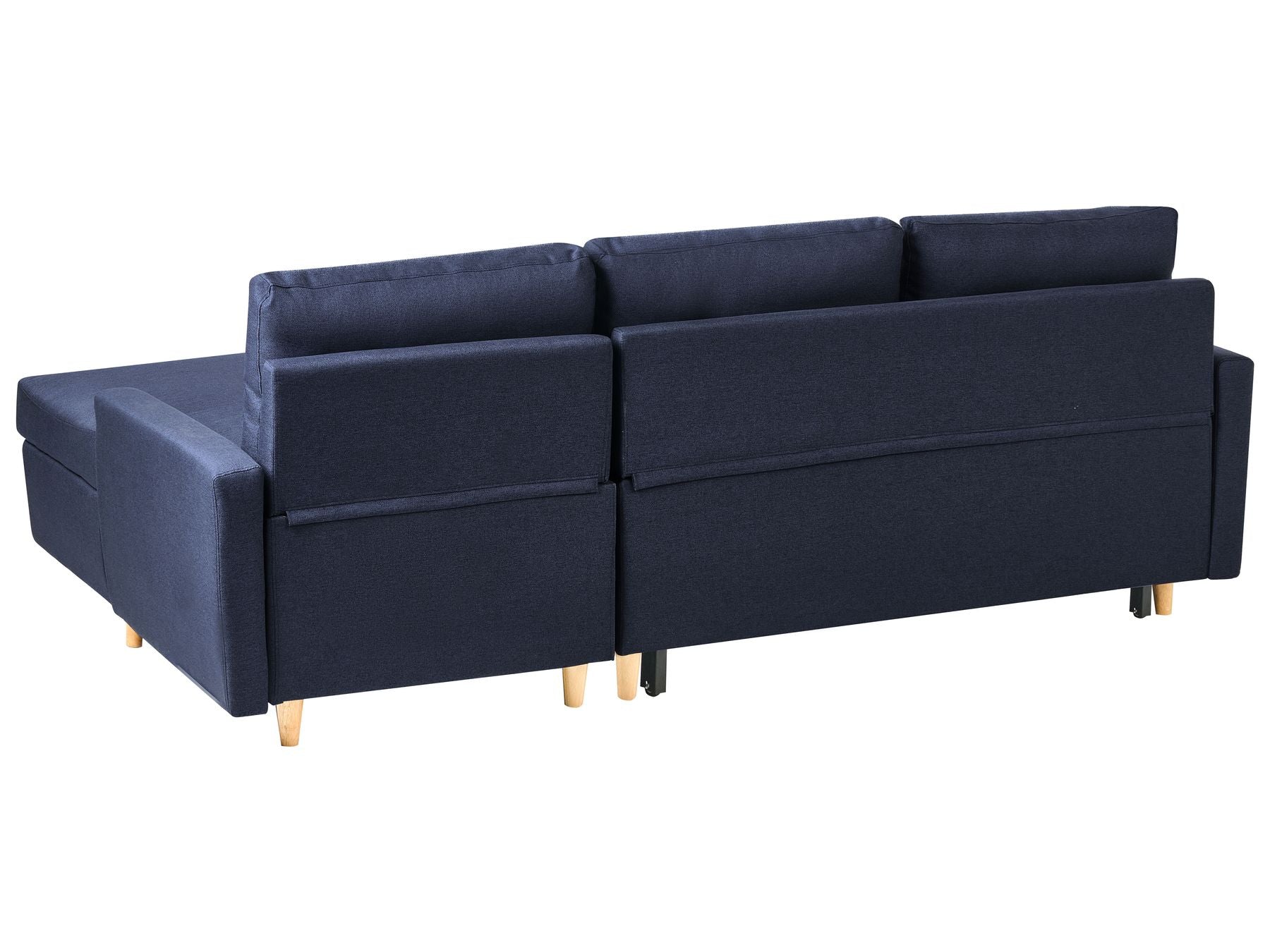 Corner Sofa Bed FLAKK Fabric Navy Blue with Storage 4 Seater Left Hand