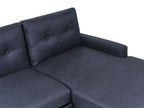 Corner Sofa Bed FLAKK Fabric Navy Blue with Storage 4 Seater Left Hand
