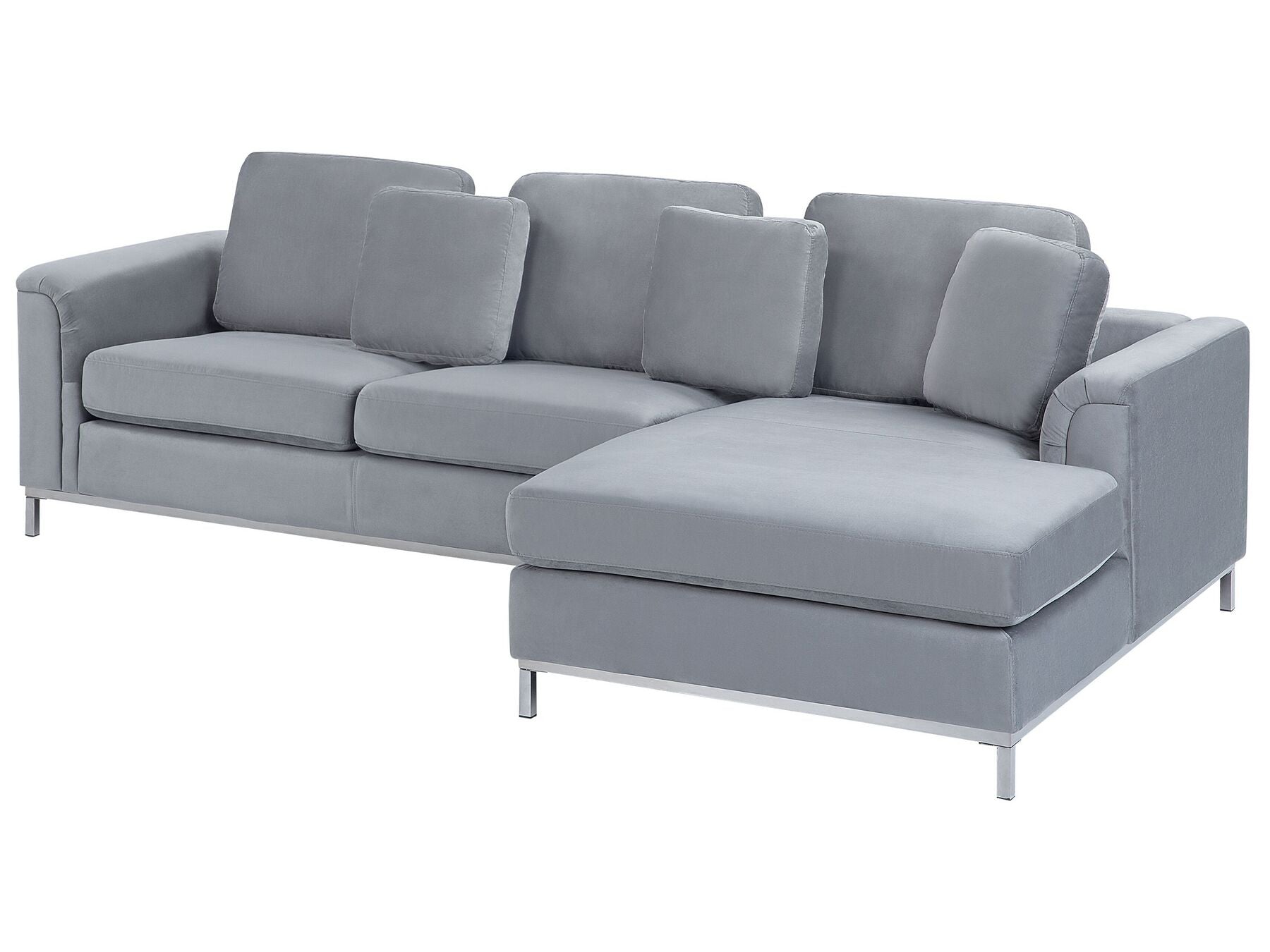 Corner Sofa OSLO Velvet Grey 4 Seater Left Hand