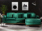 Corner Sofa OSLO Velvet Dark Green 4 Seater Left Hand