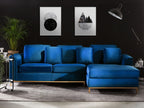 Corner Sofa OSLO Velvet Dark Blue 4 Seater Left Hand