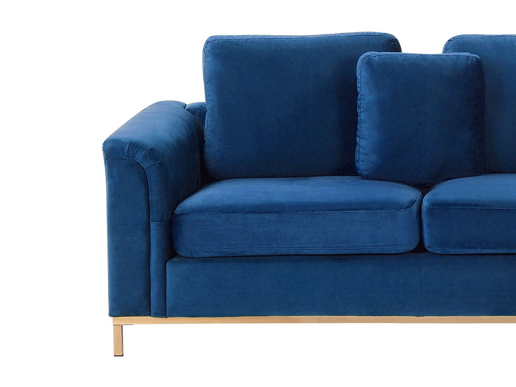 Corner Sofa OSLO Velvet Dark Blue 4 Seater Left Hand