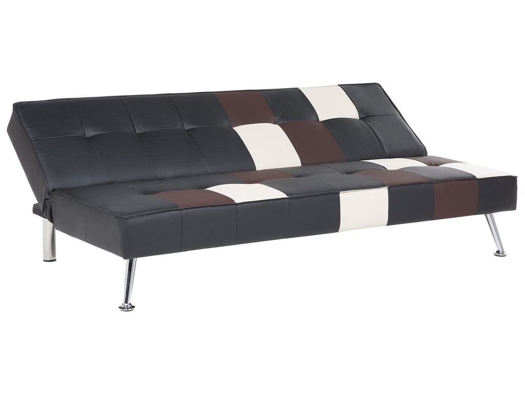 Sofa Bed OLSKER Faux Leather Black 3 Seater