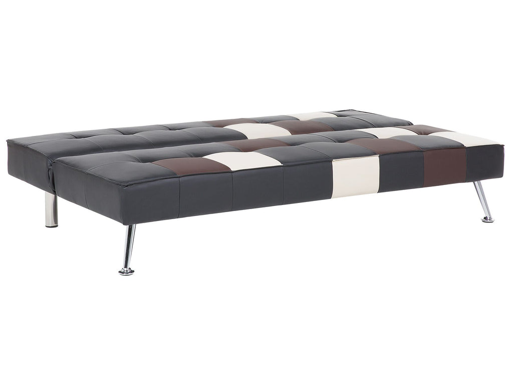 Sofa Bed OLSKER Faux Leather Black 3 Seater