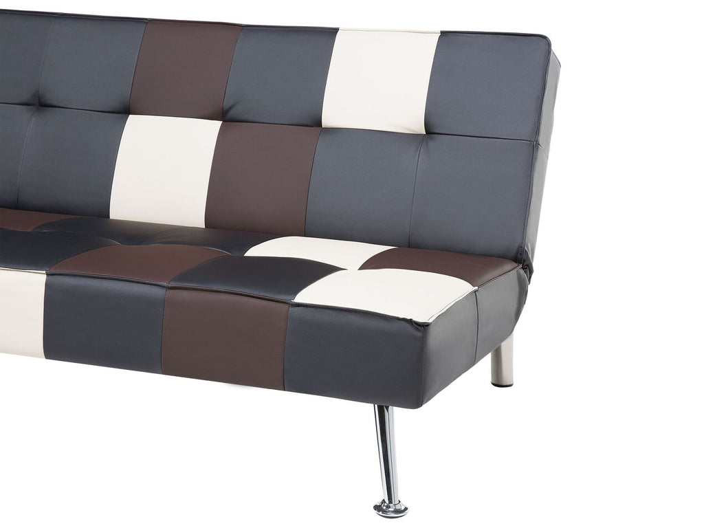 Sofa Bed OLSKER Faux Leather Black 3 Seater