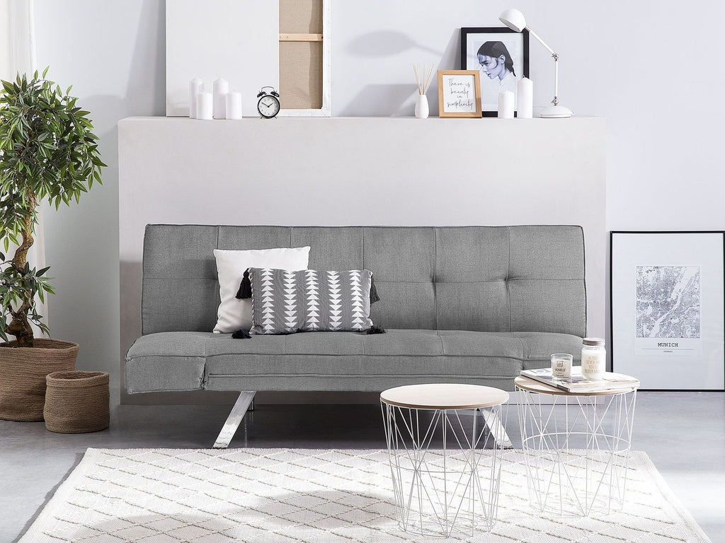 Sofa Bed BRISTOL Fabric Light Grey 3 Seater