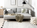 Sofa Bed EKSJO Fabric Light Grey with Storage 3 Seater