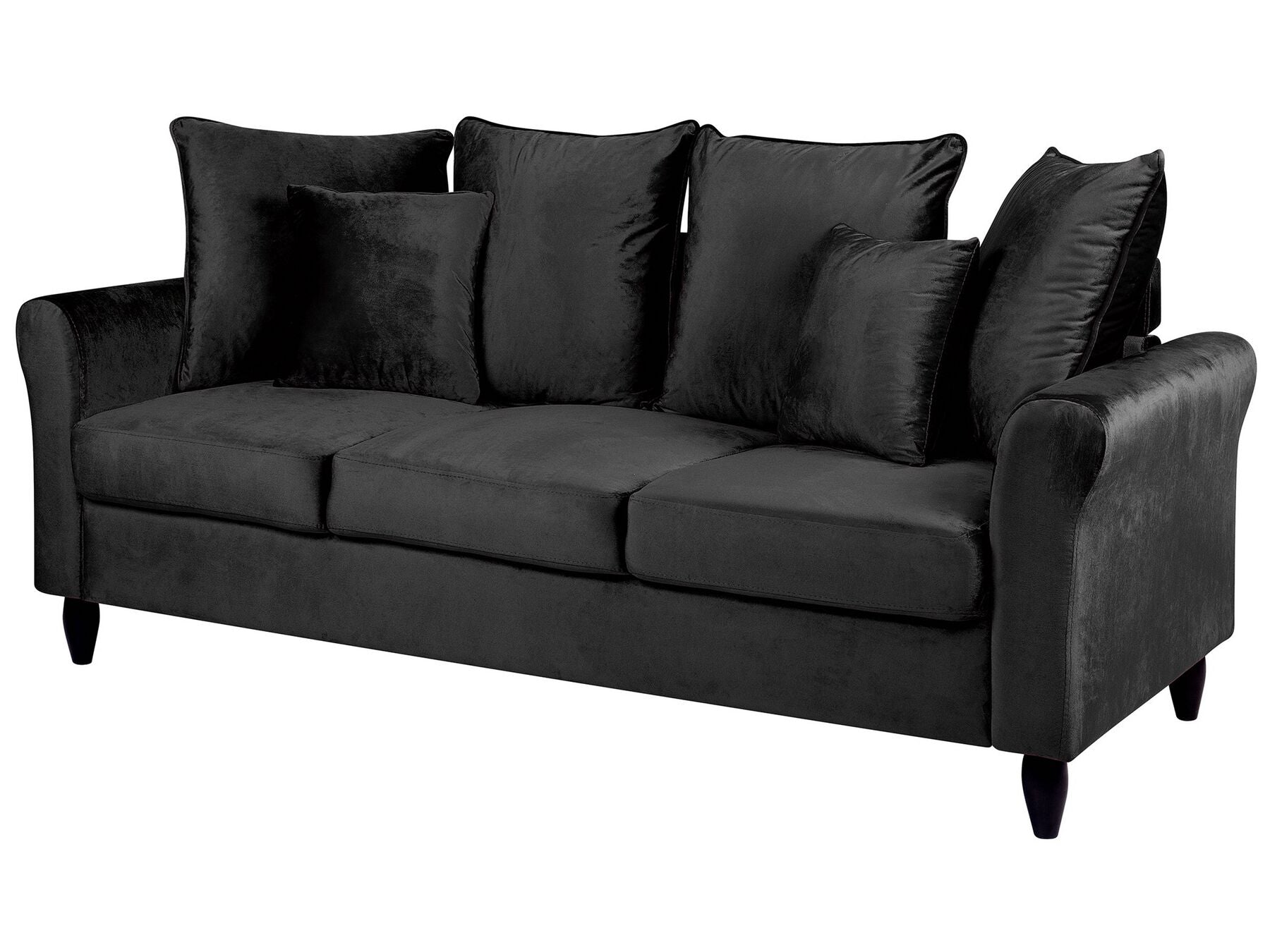 3 Seater Velvet Sofa Black BORNHOLM