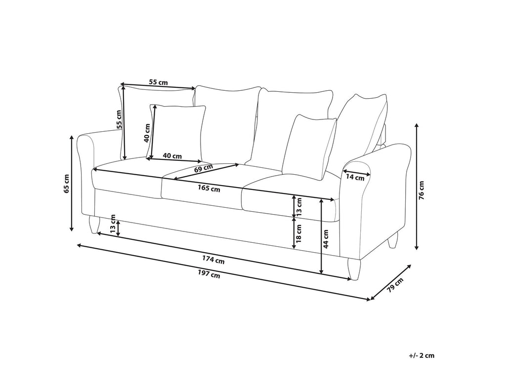 3 Seater Velvet Sofa Grey BORNHOLM