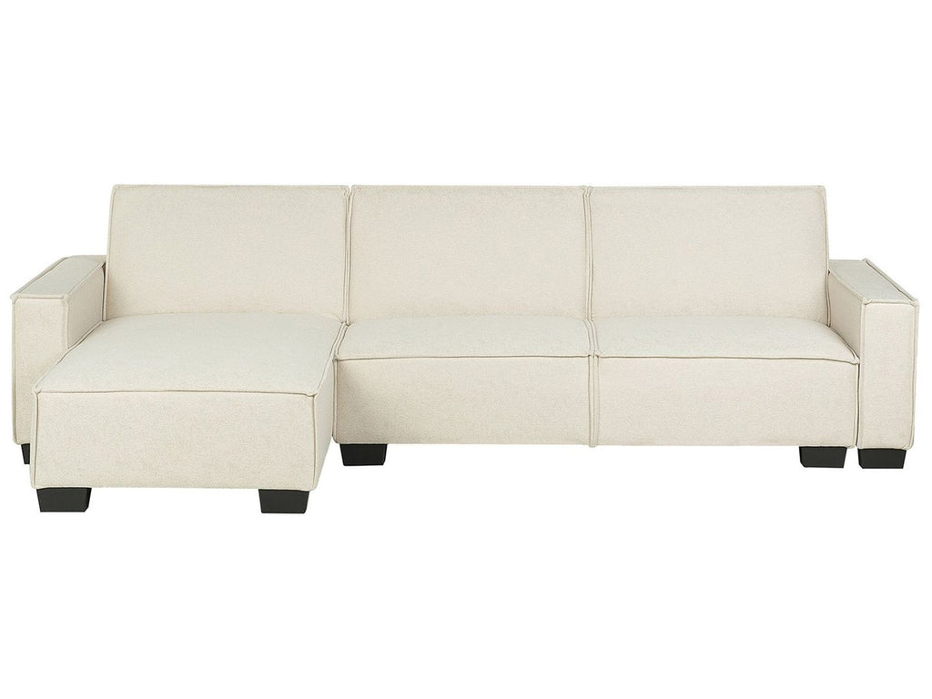 Corner Sofa Bed ROMEDAL Fabric Beige 3 Seater Right Hand