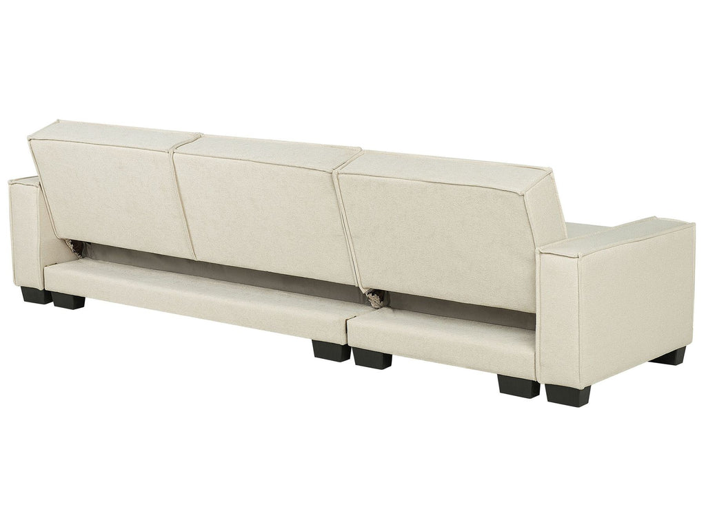 Corner Sofa Bed ROMEDAL Fabric Beige 3 Seater Right Hand
