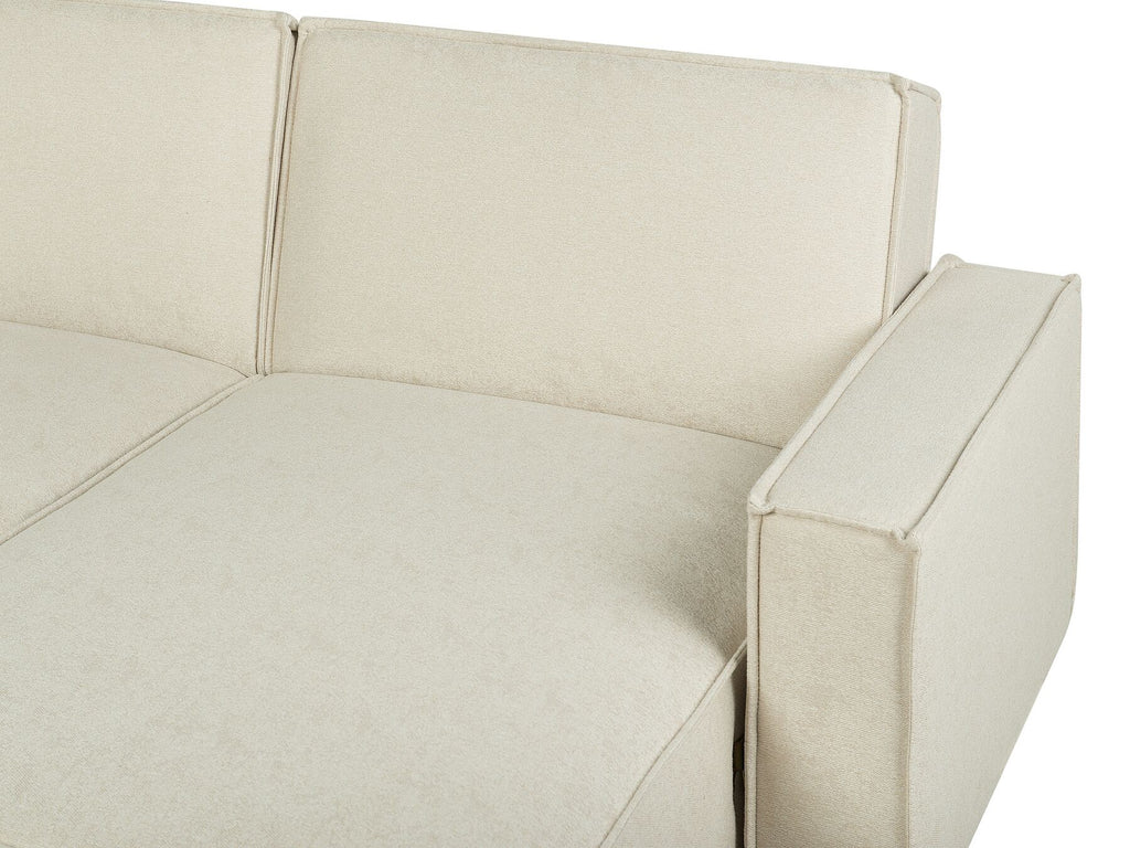 Corner Sofa Bed ROMEDAL Fabric Beige 3 Seater Left Hand
