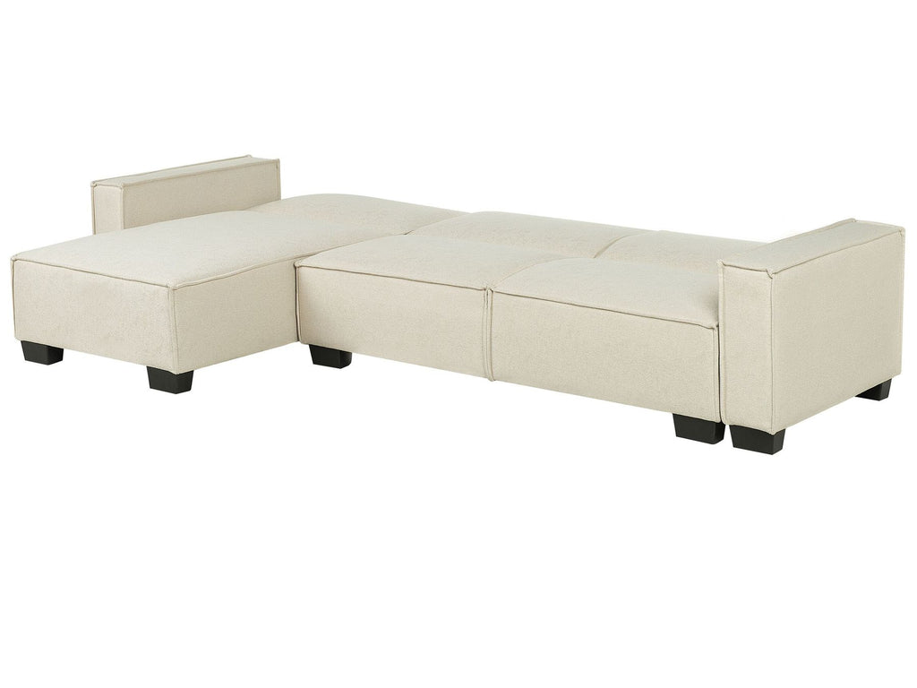 Corner Sofa Bed ROMEDAL Fabric Beige 3 Seater Right Hand