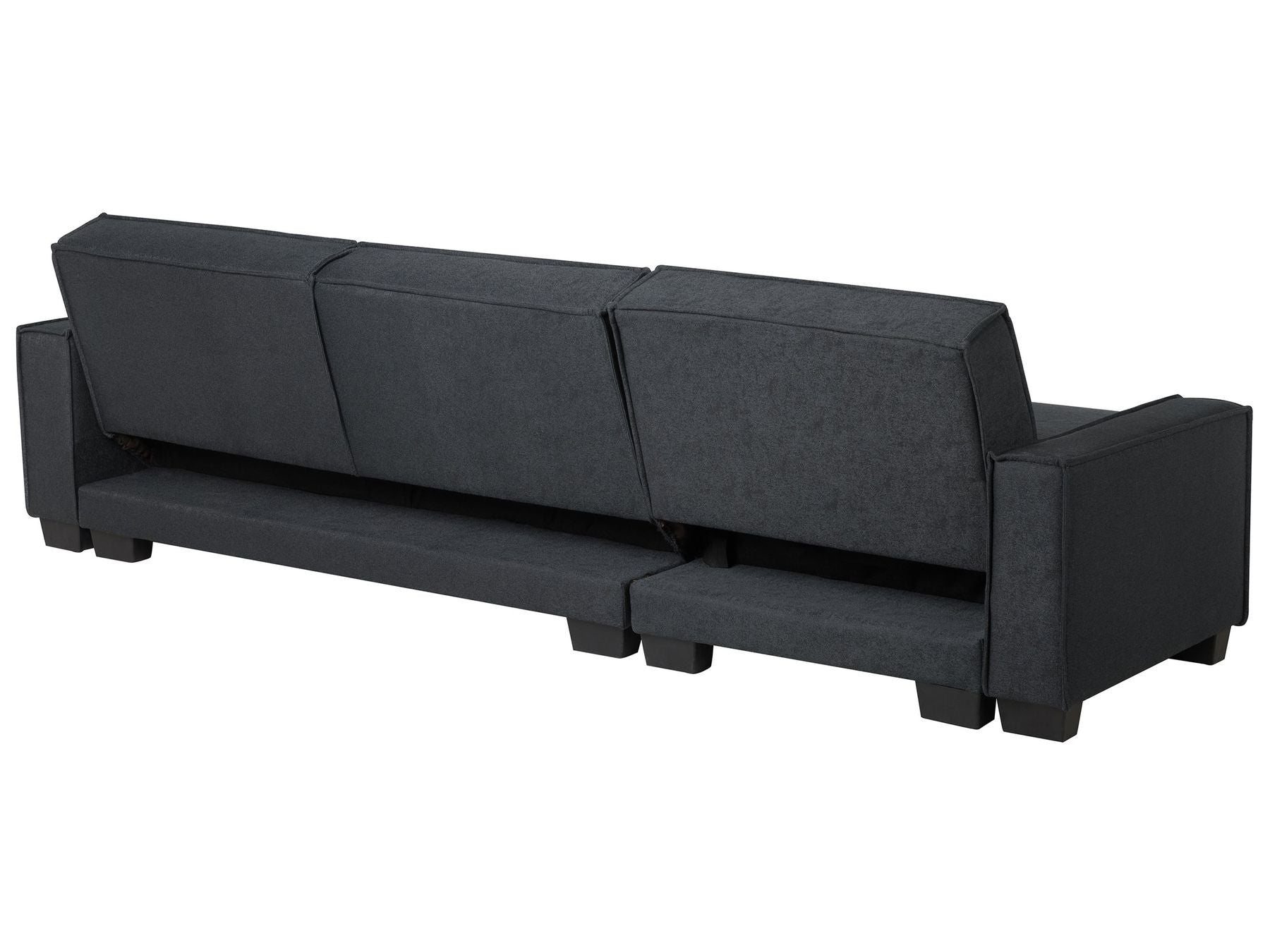Corner Sofa Bed ROMEDAL Fabric Graphite Grey 3 Seater Left Hand