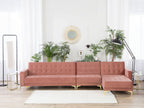 Modular Corner Sofa Bed ABERDEEN Velvet Pink 5 Seater Left Hand