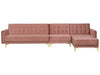 Modular Corner Sofa Bed Velvet Pink 5 Seater Left Hand