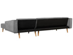 Corner Sofa Bed VADSO Velvet Grey 4 Seater Left Hand