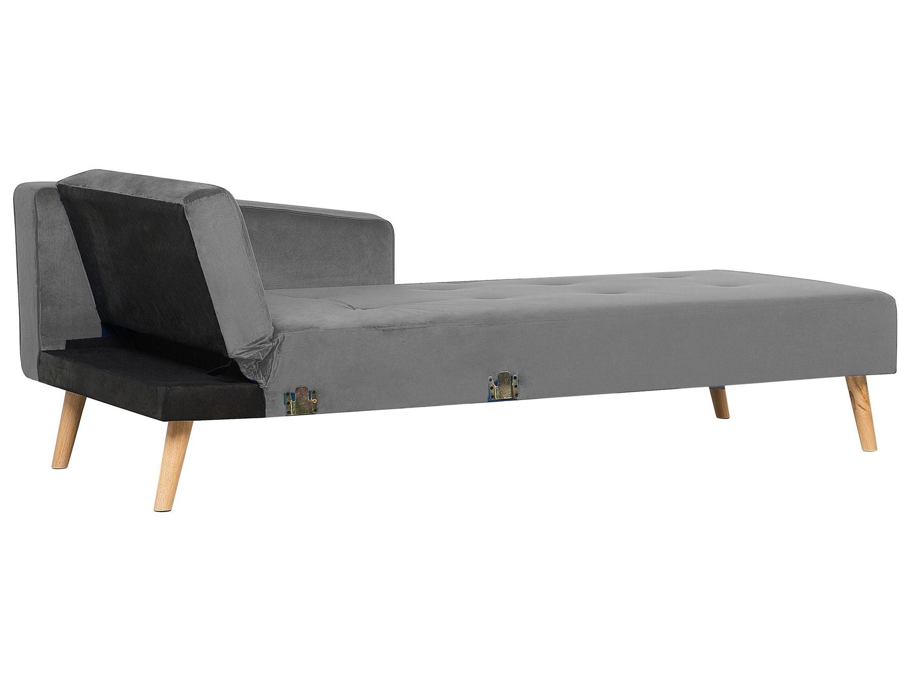 Corner Sofa Bed VADSO Velvet Grey 4 Seater Left Hand
