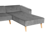 Corner Sofa Bed VADSO Velvet Grey 4 Seater Left Hand