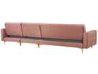 Modular Corner Sofa Bed ABERDEEN Velvet Pink 5 Seater Left Hand