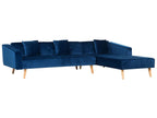 Corner Sofa Bed VADSO Velvet Navy Blue 4 Seater Left Hand