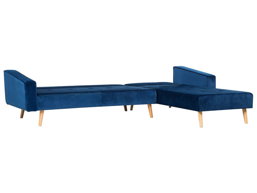 Corner Sofa Bed VADSO Velvet Navy Blue 4 Seater Left Hand