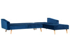 Corner Sofa Bed VADSO Velvet Navy Blue 4 Seater Left Hand