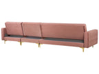 Modular Corner Sofa Bed ABERDEEN Velvet Pink with Ottoman 5 Seater Left Hand