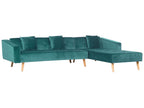 Corner Sofa Bed VADSO Velvet Emerald Green 4 Seater Left Hand