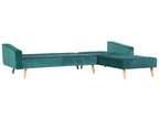 Corner Sofa Bed VADSO Velvet Emerald Green 4 Seater Left Hand