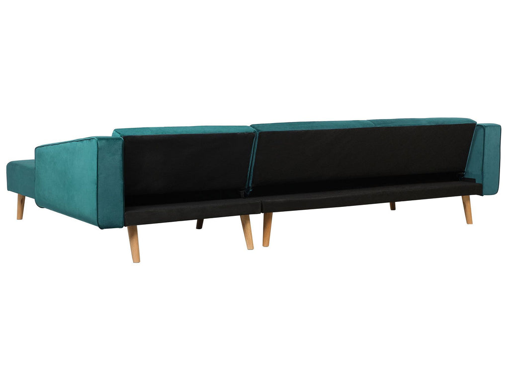 Corner Sofa Bed VADSO Velvet Emerald Green 4 Seater Left Hand