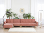 Modular Corner Sofa Bed ABERDEEN Velvet Pink 5 Seater Right Hand