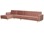 Modular Corner Sofa Bed ABERDEEN Velvet Pink 5 Seater Right Hand